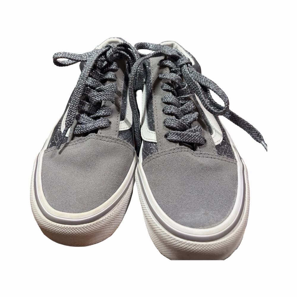 Vans SK8-Low Top Glitter Silver Sneakers Gunmetal Gray Women's Size 6 Sparkle - Picture 2 of 8